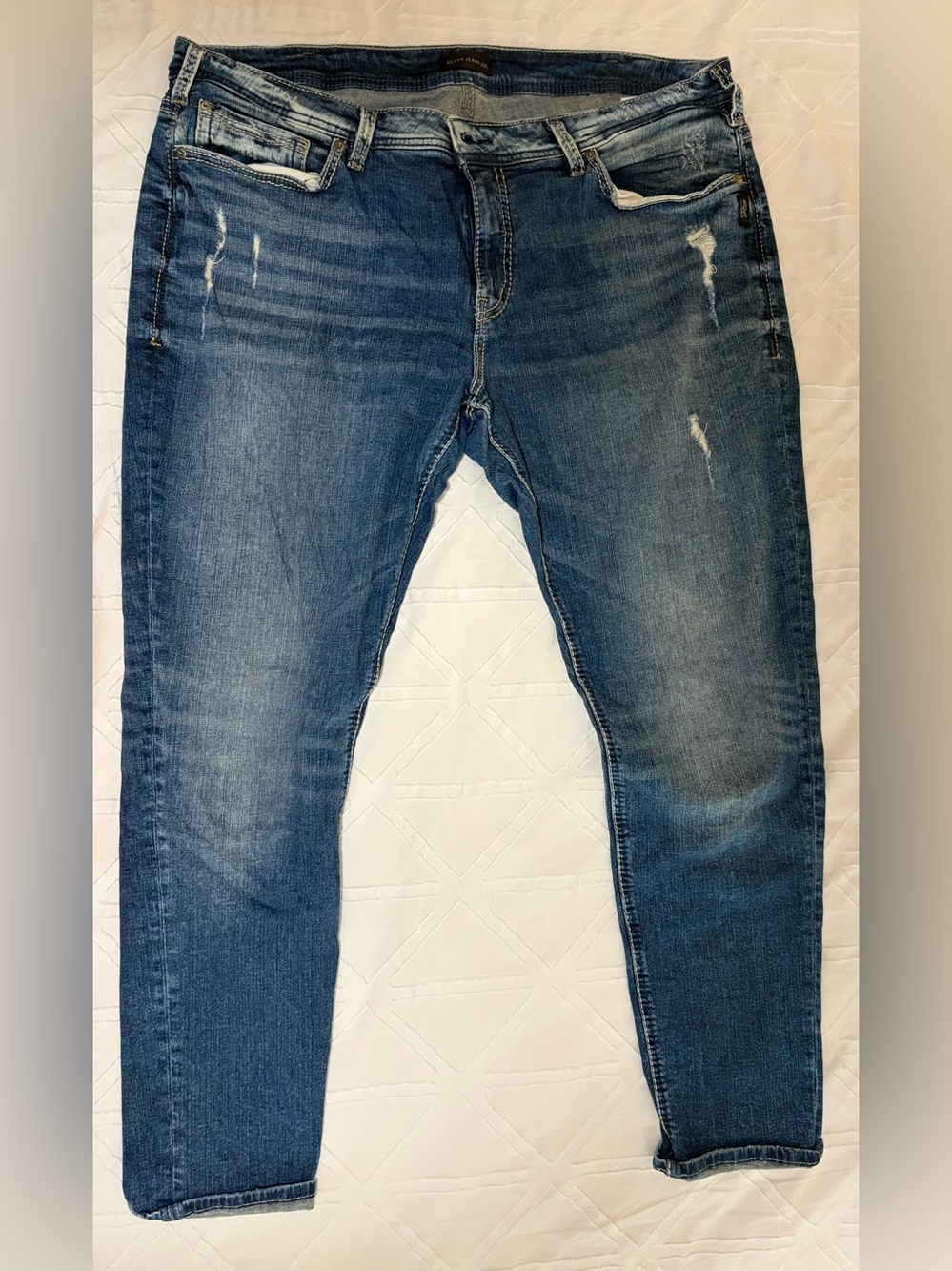 Silver Jeans Women's Skinny Blue Distressed Stretch Jeans